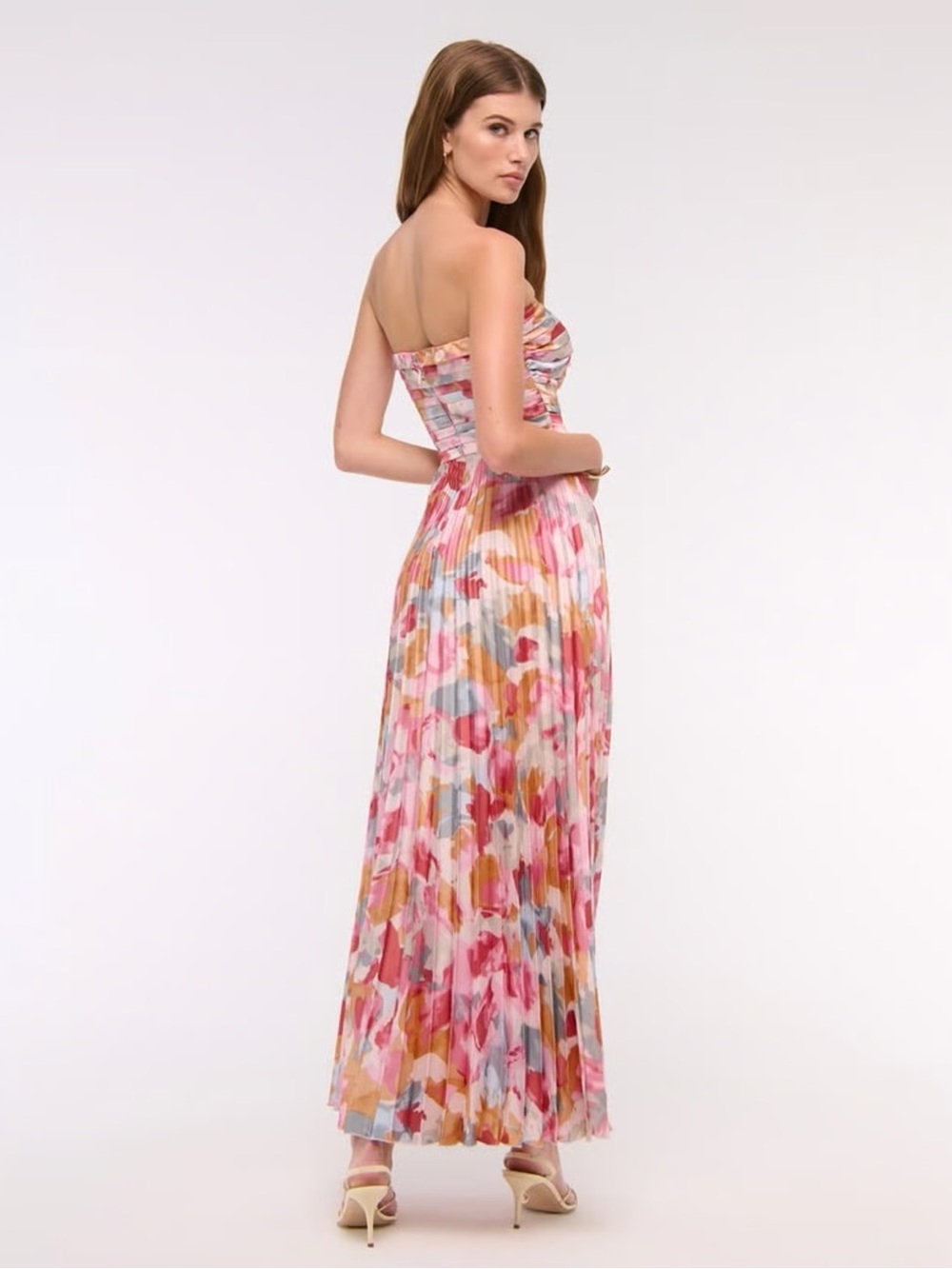Giselle Strapless Drama Maxi Dress - Pink Multi-Color Pleated Maxi Dress - Picture 2 of 3
